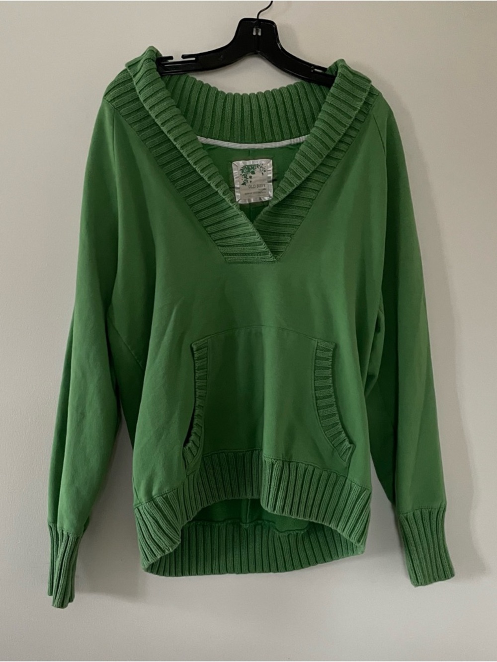 Y2K Old Navy Green Shawl Collar Chunky Sweater Womens XL 2000s Preppy Casual
